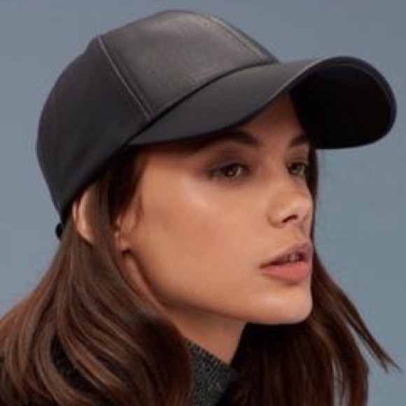 Aritzia Accessories - Aritzia Black Faux Leather Baseball Cap